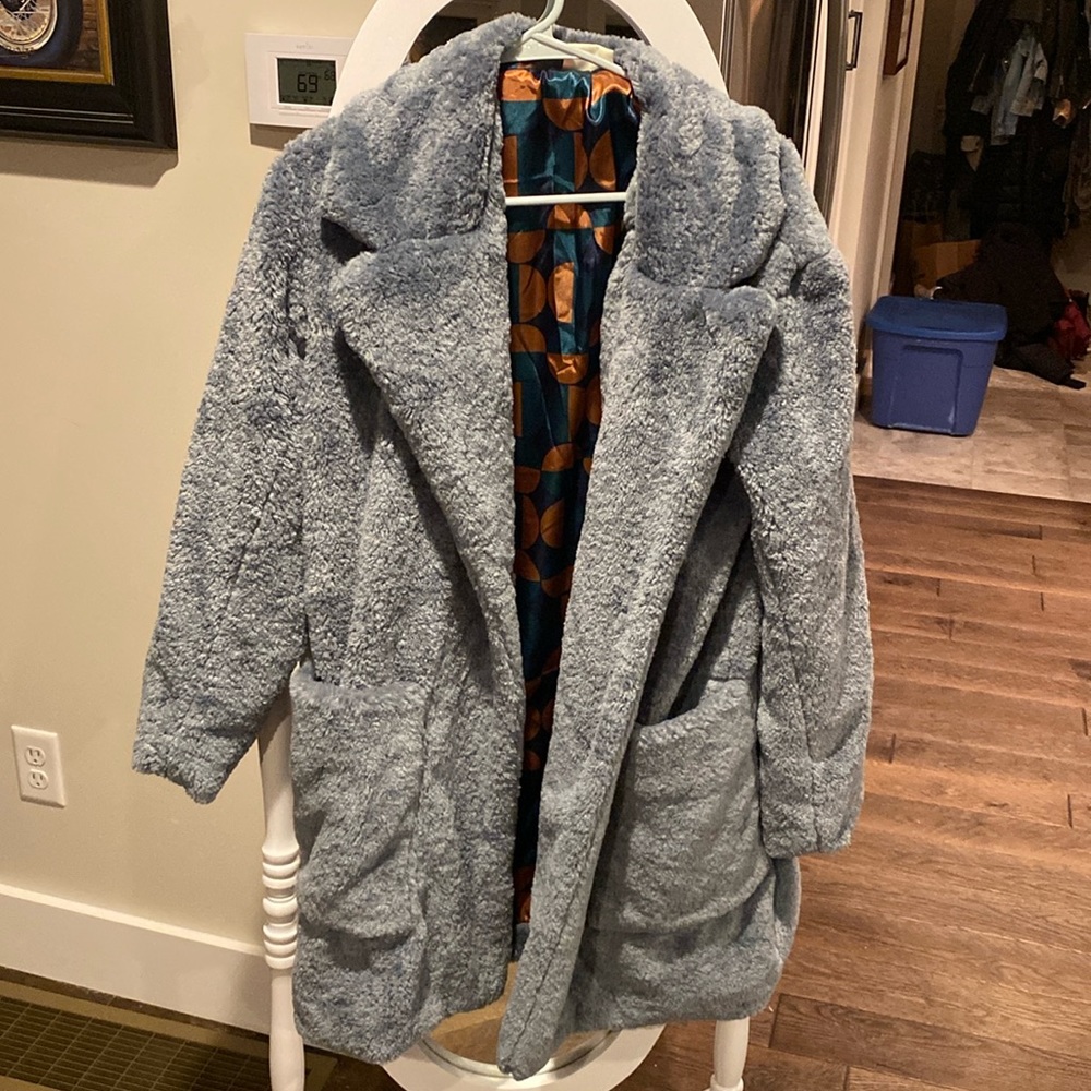 Maeve by Anthropologie plush teal coat. Women size XS.
